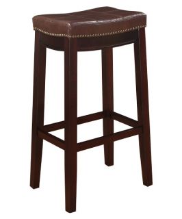 Linon Claridge Patches Backless 30 in. Bar Stool   Brown   Bar Stools