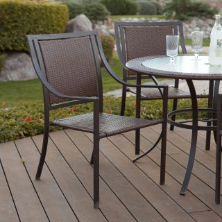 Coral Coast Monterey Stackable All Weather Wicker Dining Chair   Mocha   Set of 4