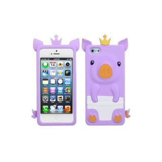 INSTEN Purple Pig Soft Skin Soft Silicone Rubber Phone Case Cover for