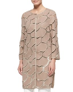 Escada Placed Swiss Lace Topper, Pampas