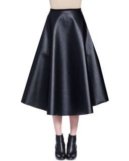 Lanvin Full Leather Midi Skirt, Black
