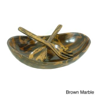 Mango Wood Oval Bowl and Serving Spoons (Thailand)   15890891