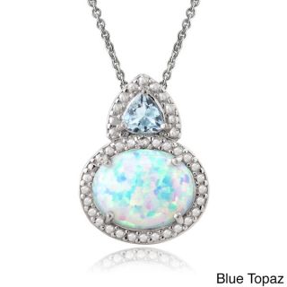 Glitzy Rocks Sterling Silver Created Opal Gemstone and Diamond Accent
