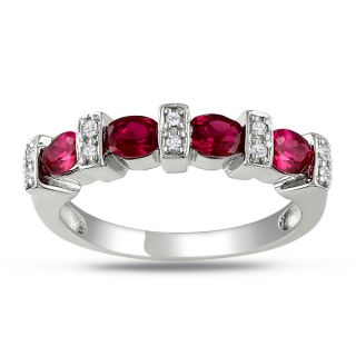 Miadora Sterling Silver Created Ruby and White Sapphire Ring