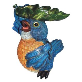 Michael Carr Blue Bird With Leaf Plate Resin Statue