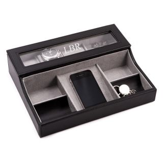 Black Leather Men's Valet Case   11W x 2.75H in.
