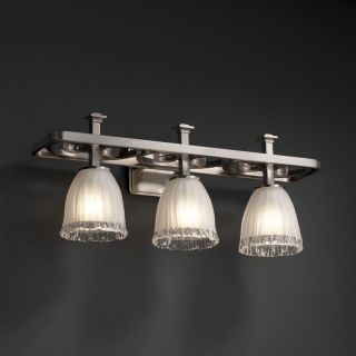 Justice Design Group GLA 8563   Arcadia 3 Light Bath Bar   Tulip with Rippled Rim Shade   Brushed Nickel   White Frosted Glass   Bathroom Vanity Lights