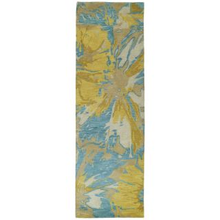 Hand tufted Artworks Gold Floral Rug (26 x 8)  