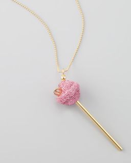 Simone I. Smith Yellow Gold Crystal Encrusted Lollipop Necklace, Pink
