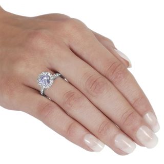 Journee Collection Silvertone Round cut Lavender and White CZ Ring
