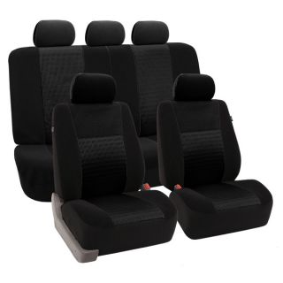 FH Group Trendy Elegance Black Airbag safe Car Seat Covers (Full Set