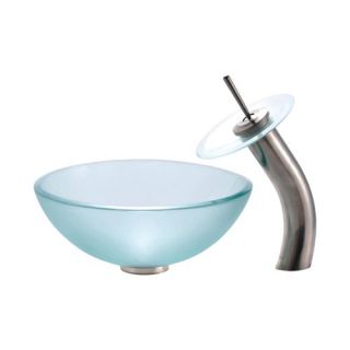 Kraus C GV 101FR 14 12mm 10 Frosted Glass Vessel Sink and Waterfall Faucet   Bathroom Sinks