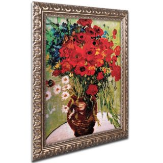 Trademark Art Daisie & Poppies by Vincent van Gogh Framed Painting