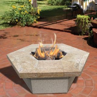 Cal Flame Stucco and Tile Hexagon Gas Fire Pit   Fire Pits
