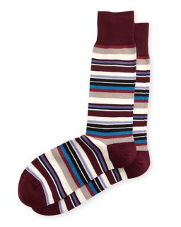 Paul Smith Harbor Stripe Socks, Burgundy
