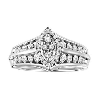 Cambridge Sterling Silver 2/3ct TDW Marquise Shape Diamond Ring