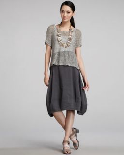 Eileen Fisher Sheer Knit Sweater, Organic Cotton Tank & Lantern Skirt, Petite