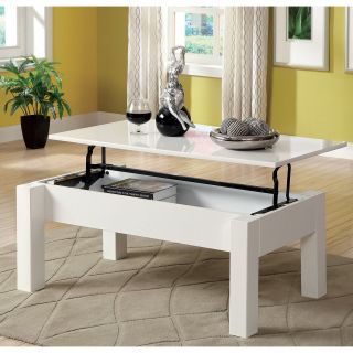 Furniture of America Elize Lift Top Storage Coffee Table   White