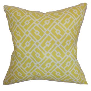 Edythe Zigzag Corn Yellow Feather Filled 18 inch Throw Pillow