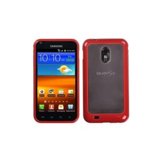 INSTEN Clear/ Solid Red Gummy Phone Case Cover for Samsung D710 Epic
