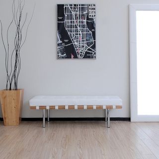 Andalucia 50 inch Modern White Leather Bench  ™ Shopping
