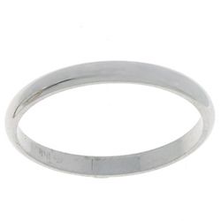 14k White Gold Womens Half round 2 mm Wedding Band  