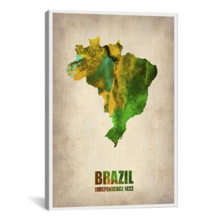 Naxart Brazil Watercolor Map by Naxart Graphic Art on Canvas