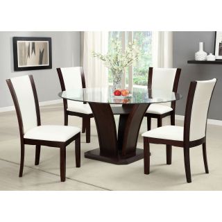 Furniture of America Lavelle 5 Piece Glass Top Dining Set   Dark Cherry   Dining Table Sets