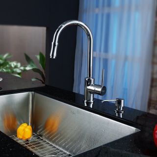Kraus KHU100 30 KPF1622 KSD30CH Single Basin Undermount Kitchen Sink with Faucet   Kitchen Sinks