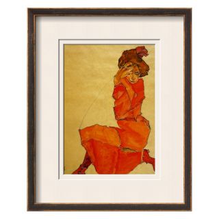 Kneeling Female in Orange Dress c.1910 Framed Wall Art   Wall Art