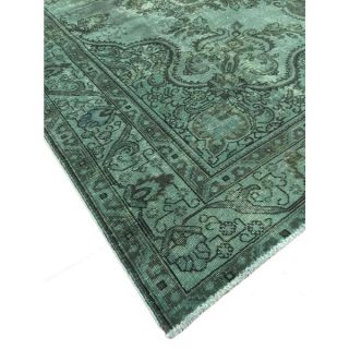 Distressed Overdyed Dilnaz Green Area Rug (99 x 12 )   17412862