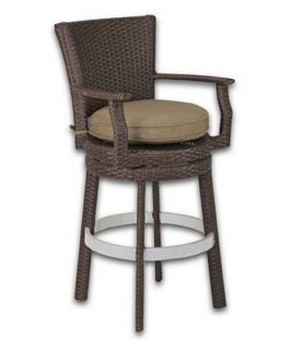 Patio Heaven Signature Swivel Round Barstool with Arms   Outdoor Bar Stools