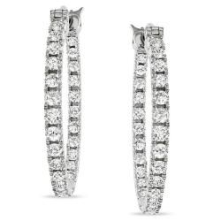 Miadora 14k White Gold 2 4/5ct TDW Diamond Hoop Earrings (G H, SI1 SI2