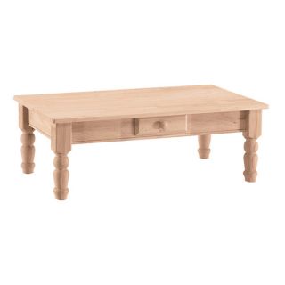 Unfinished Solid Parawood Tradtional Coffee Table