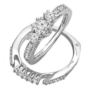 14k White Gold Round 1/3 TDW Diamond Bridal Semi Mount Engagement Ring