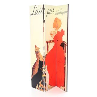 72 x 64 Double Sided Dogs and Cats 3 Panel Room Divider by Oriental