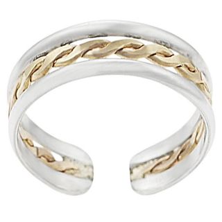Journee Collection Sterling Silver Twisted Center Toe Ring  
