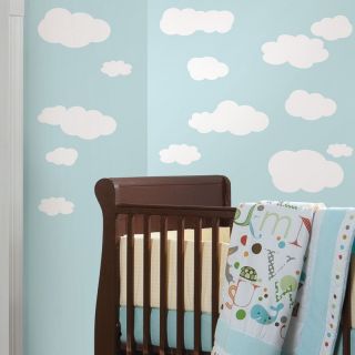 Clouds White Background Peel and Stick Wall Decals   Kids and Nursery Wall Art