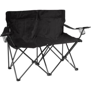 31.5 inch Black Loveseat Style Double Camp Chair with Steel Frame