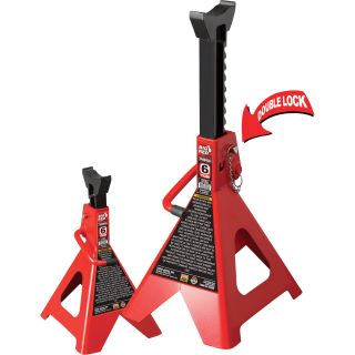 46223. Torin Double-Locking Ratchet Action Jack Stands — 6 Ton Capacity, Model# T46002A