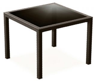 Compamia ISP870 BR Miami Resin Wickerlook 37 in. Square Dining Table   Brown   Patio Dining Tables