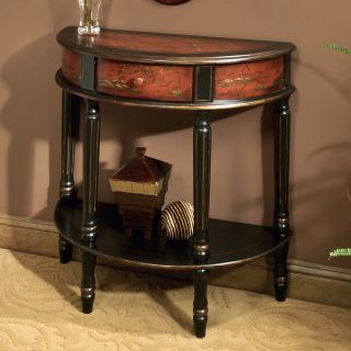 Butler Demilune Console Table   Red hand painted
