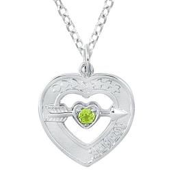 Sterling Silver August Birthstone Created Peridot Heart Necklace