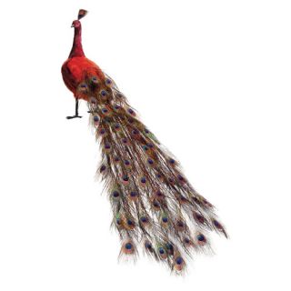 Regal Peacock Life Size Bird Figurine with Closed Tail Feathers by