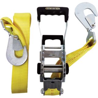 SmartStraps RatchetX Tie Down with Snap Hook — 27ft. x 2in., 10,000-Lb. Breaking Strength, Yellow, Model# 858  Ratchet Tie Down Straps