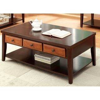 Furniture of America Divonne Dual Tone Coffee Table   Dark Oak / Dark Cherry   Coffee Tables