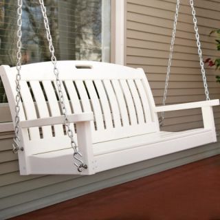 POLYWOOD® Nautical 4 ft. Recycled Plastic Porch Swing   White   Porch Swings