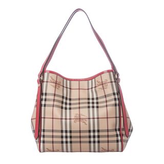 Burberry Canterbury Small Haymarket and Red Patent Tote  