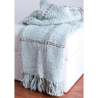 Rizzy Home Loom Woven Plaid Luxury Throw Blanket   Decorative Throws