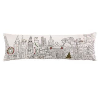 Embroidery Christmas in NYC Cotton Lumbar Pillow by Peking Handicraft